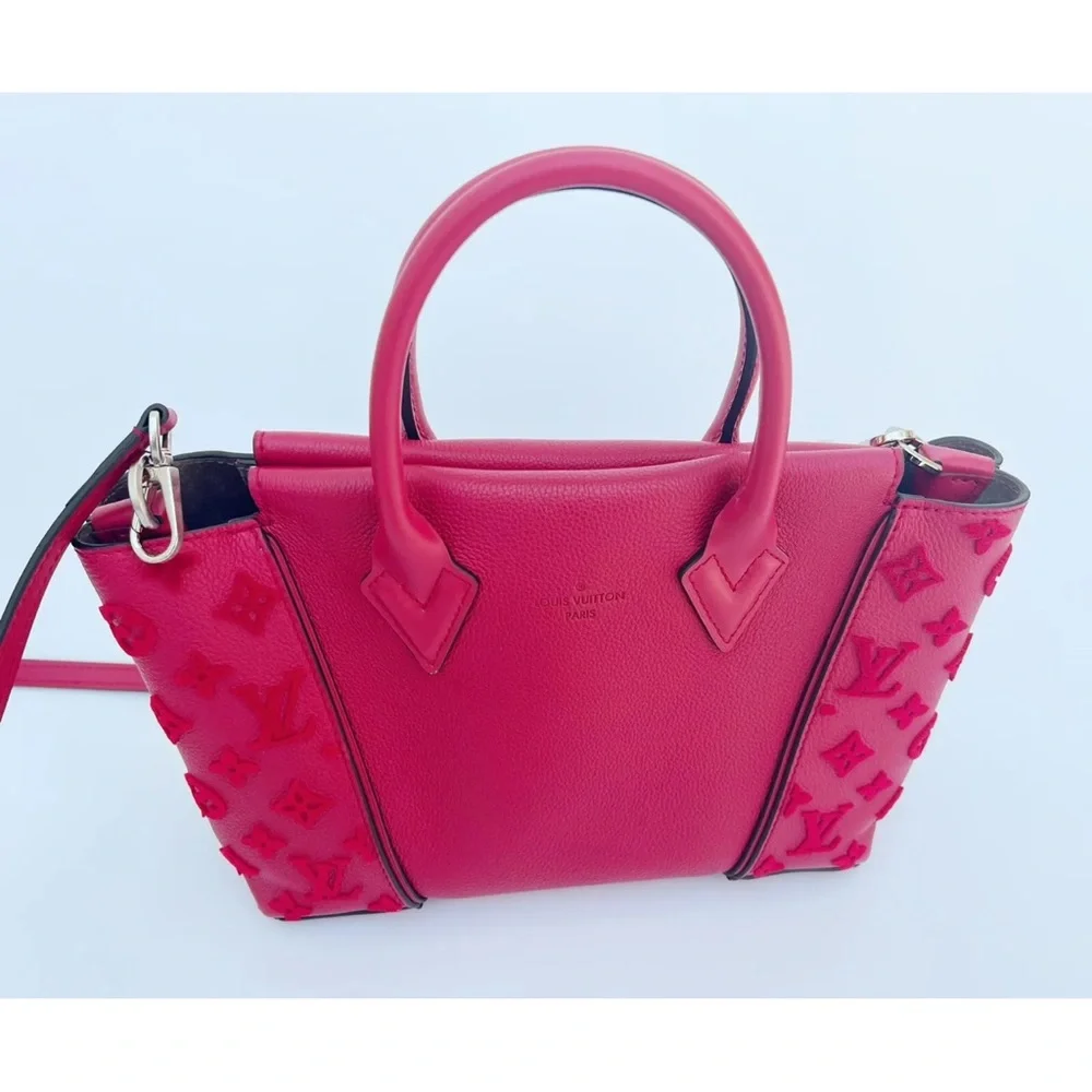 Louis Vuitton W Tote PM Satchel Crossbody Monogram Tuffetage Franboise Red - Picture 4 of 10